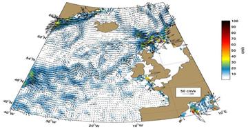 Траектории дрифтеров в северной части Атлантики