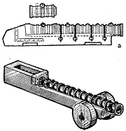 Клепаные железные бомбарды: а - 13-14 век; б - 14-15 век; судно Мари Роз
