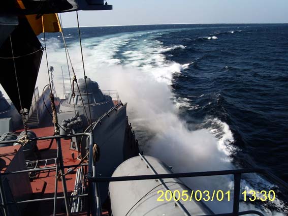 Режим Прожиг, было очень холодно, поэтому торопимся в бухту, скорость-26 узлов.Японское море